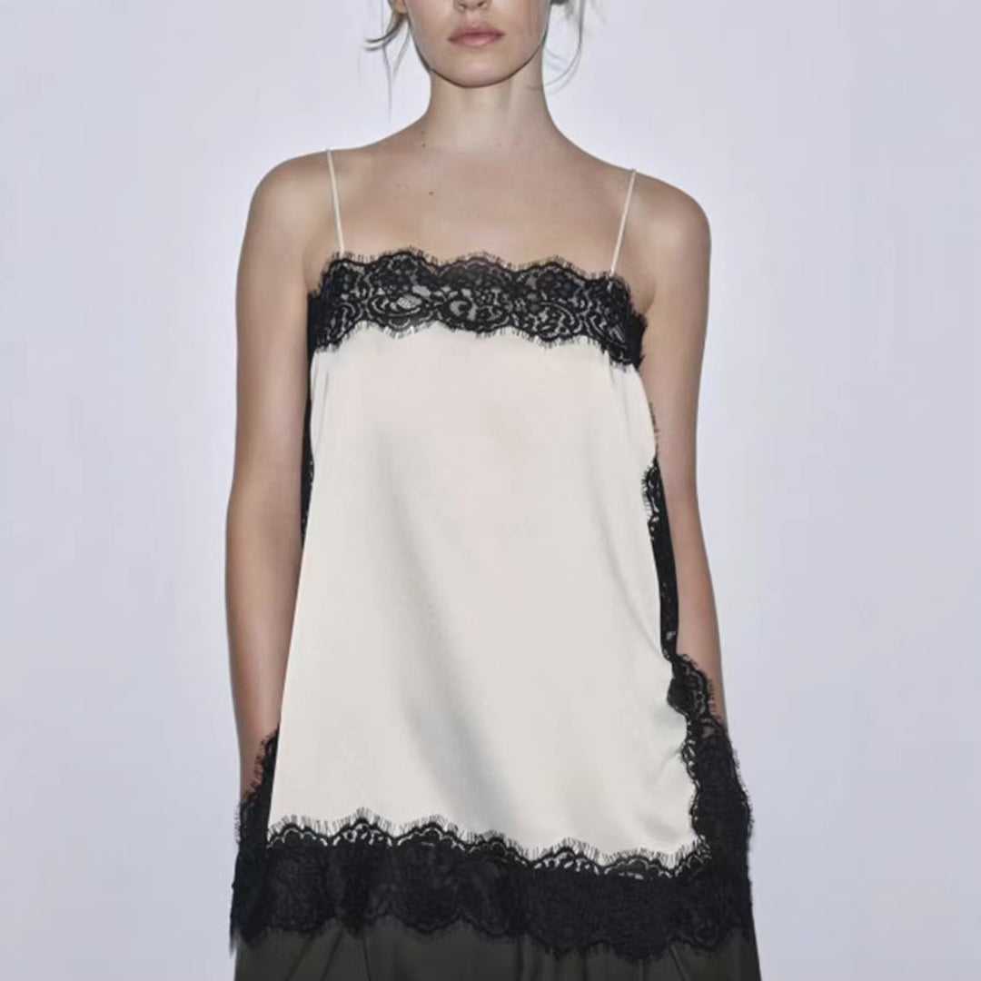 Damen Spitzentop mit zartem Saum EB
