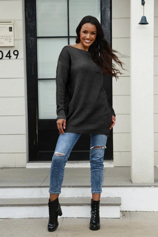 Damen Oversized Strickpullover mit Struktur und weitem Schnitt EB