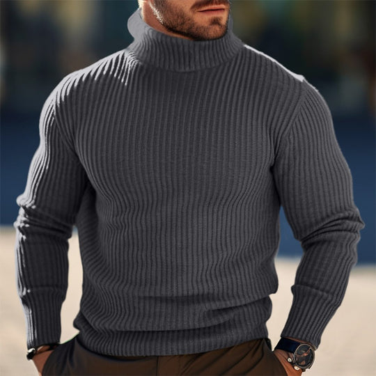Herren Stehkragen Pullover aus strukturiertem Strick EB