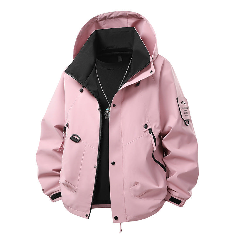 Herren Wasserdichte Outdoor‑Utility‑Regenjacke mit Kapuze, Mehrfachtaschen und verstellbarem Saum EB
