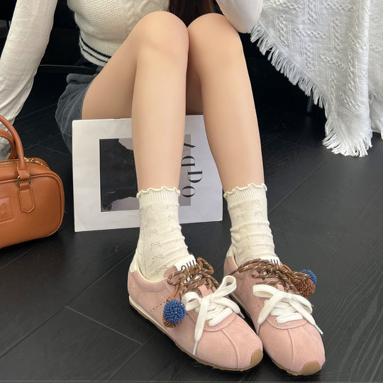 Damen modische und komfortable Sneakers mit innovativen Schnürdetails EB