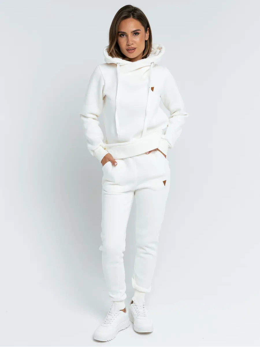 Damen Loungewear-Set mit Schalkragen-Hoodie und taillierter Jogginghose EB