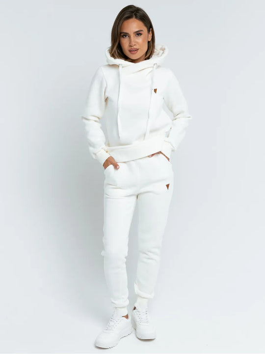Damen Loungewear-Set mit Schalkragen-Hoodie und taillierter Jogginghose EB
