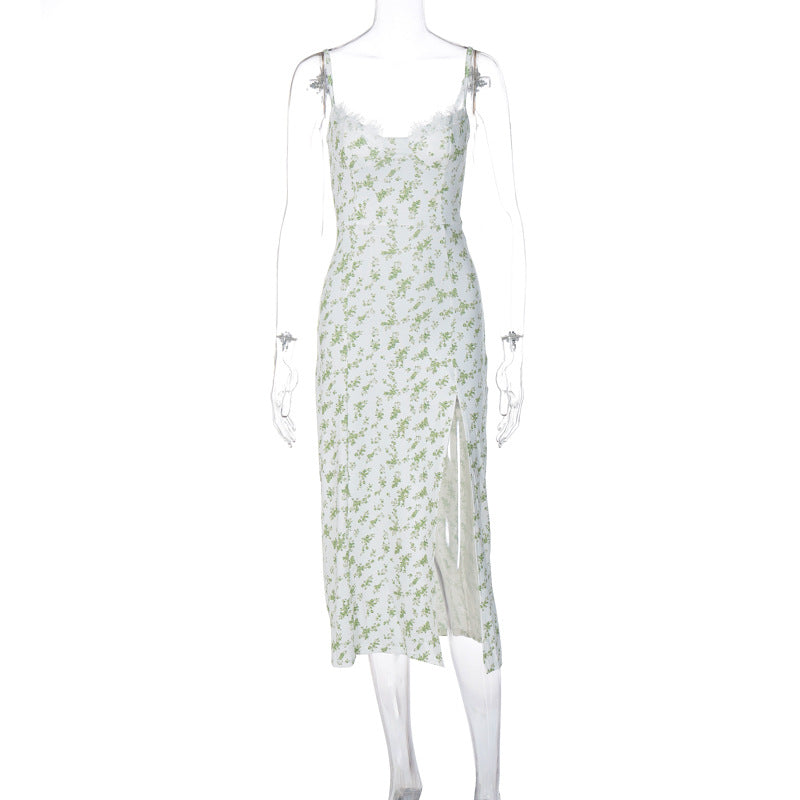 Damen Blumengebürtetes Midi-Kleid mit elegantem Schlitz EB