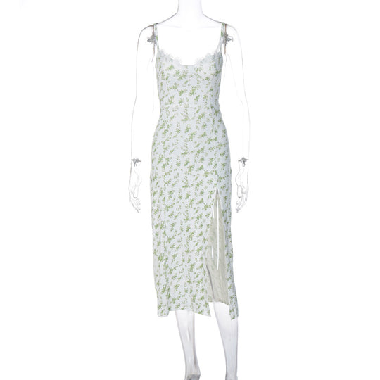 Damen Blumengebürtetes Midi-Kleid mit elegantem Schlitz EB