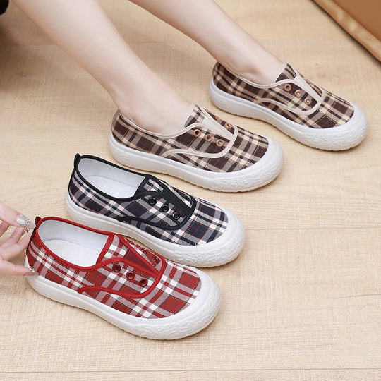 Damen Sportliche Slip-On Sneakers mit klassischem Karomuster EB