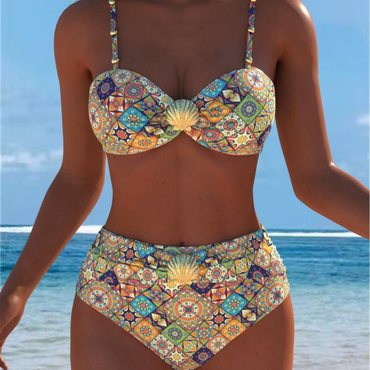 Damen Bikini-Set mit elegantem Balconette-Oberteil und hoch geschnittenen Badeshorts EB