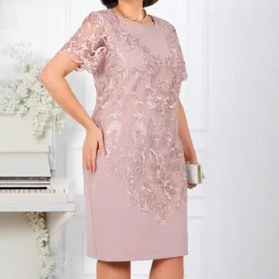 Damen Elegantes Kleid mit floraler Spitze EB
