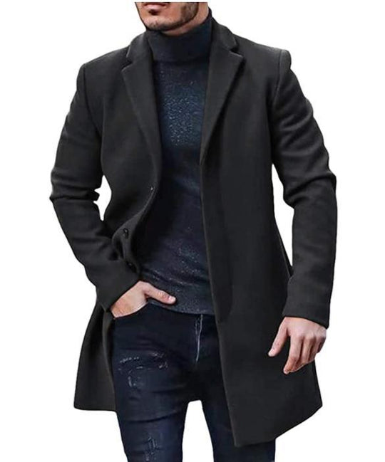 Herren eleganter Wollmantel mit zeitloser Silhouette und klassischem Revers EB