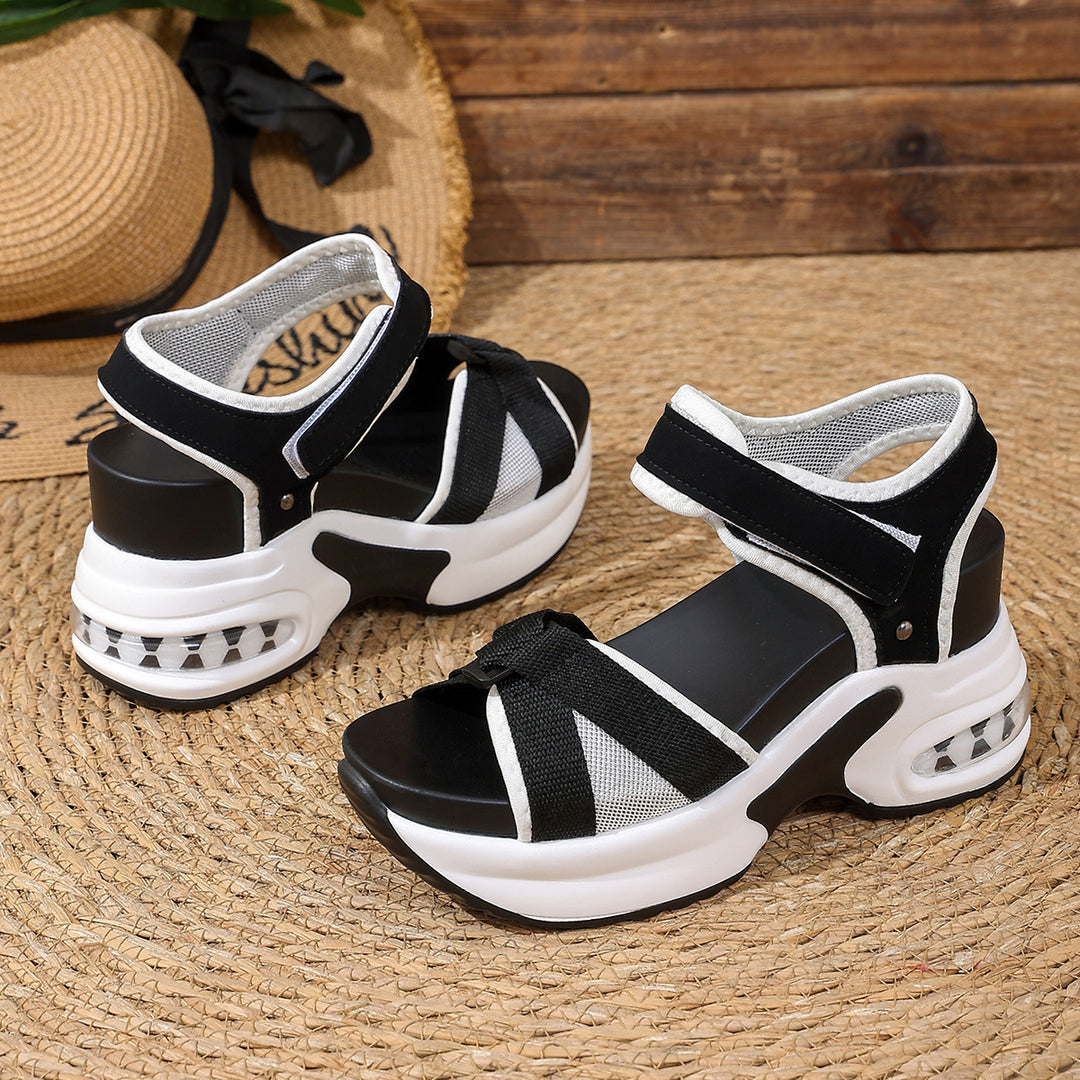 Damen Sportliche Sandalen mit dämpfendem Absatz und verstellbarem Riemendesign EB