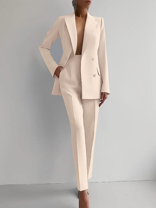Damen elegante zweireihige Blazer mit maßgeschneiderter Hose EB