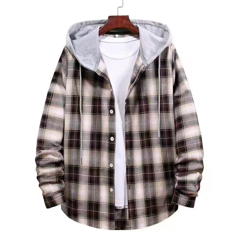 Damen Karierte Flanelljacke mit Kapuze EB