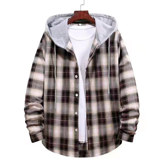 Damen Karierte Flanelljacke mit Kapuze EB