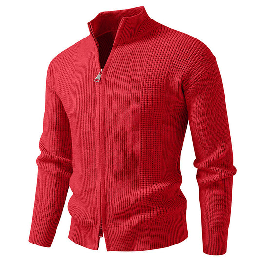 Herren Strickjacke mit hohem Kragen und innovativem Zipper EB