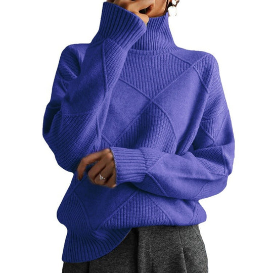 Damen Modischer Stehkragenpullover mit strukturierter Optik EB