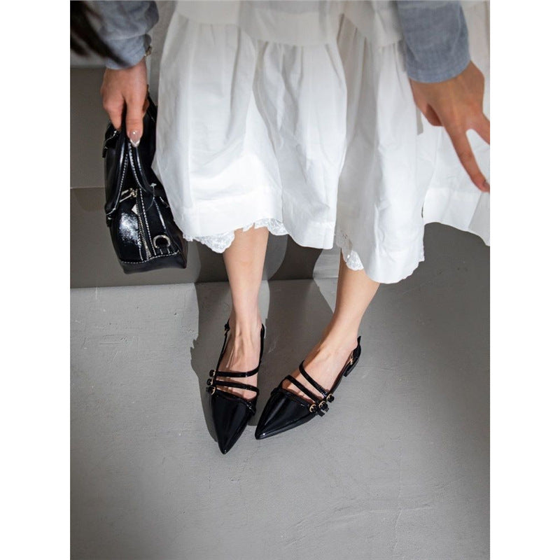 Damen elegante Ballerinas mit verziertem Riemendesign EB