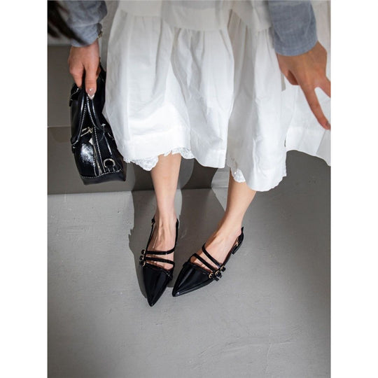 Damen elegante Ballerinas mit verziertem Riemendesign EB