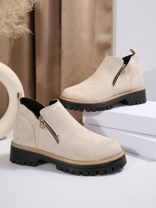 Damen lässige Stiefeletten mit seitlichem Reißverschluss und rutschfester Sohle EB