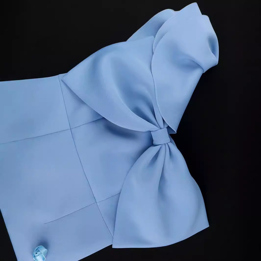Damen figurbetontes Cocktailkleid mit voluminösem Schleifendesign EB