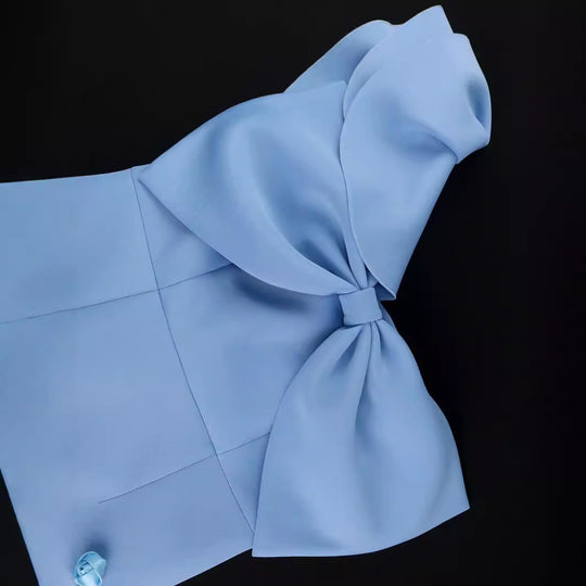 Damen figurbetontes Cocktailkleid mit voluminösem Schleifendesign EB