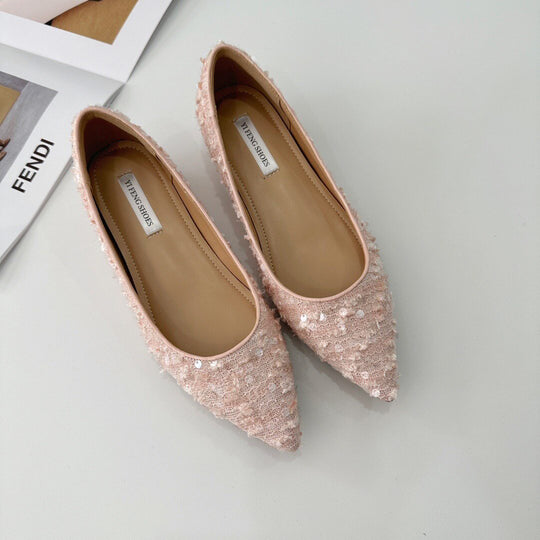 Damen elegante Spangen-Ballerinas mit funkelndem Pailletten-Akzent EB