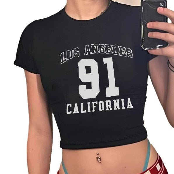 Damen Crop-T-Shirt mit sportlichem Los Angeles Design EB