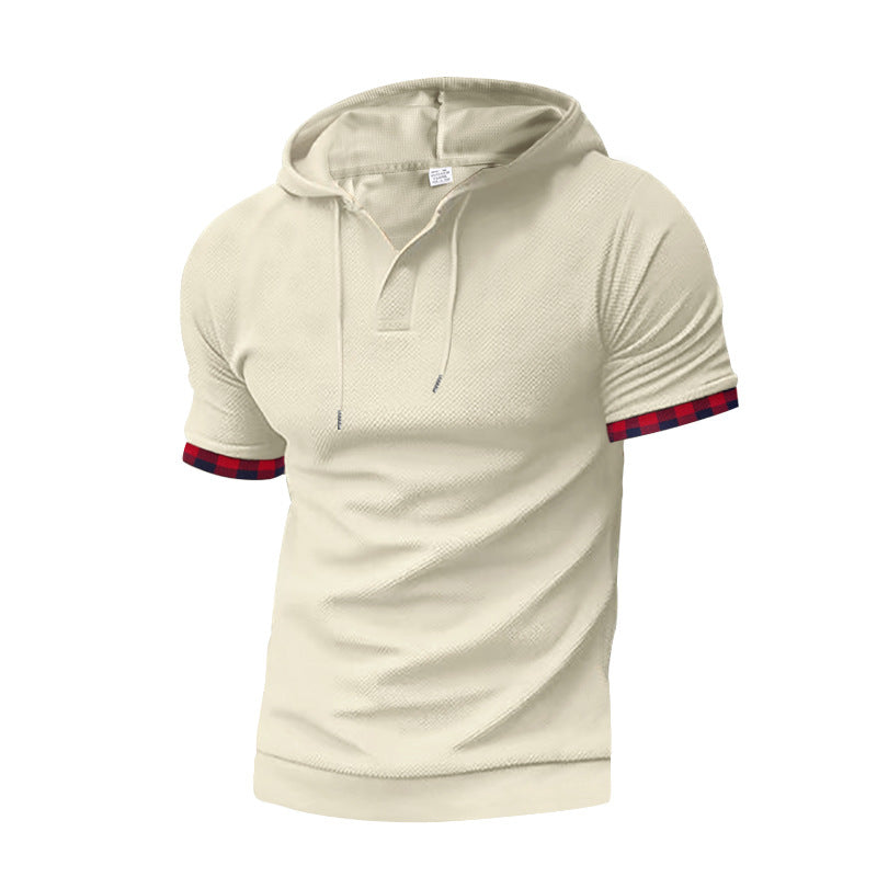 Herren modernes Kapuzenshirt mit strukturiertem Design und kontrastierenden Ärmeln EB