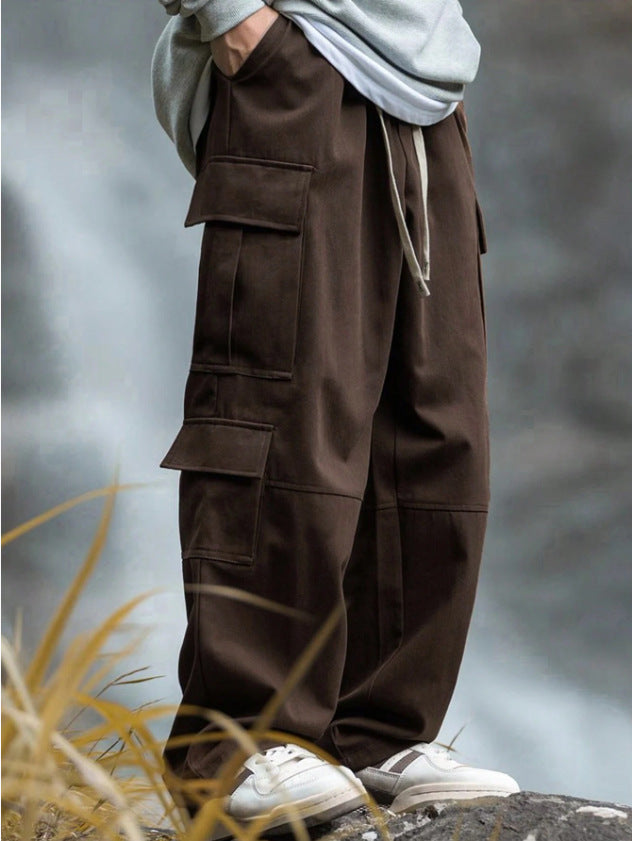 Herren nan weite Cargo-Hose mit Mehrfachtaschen, Tunnelzug und verstärkten Kniepartien EB
