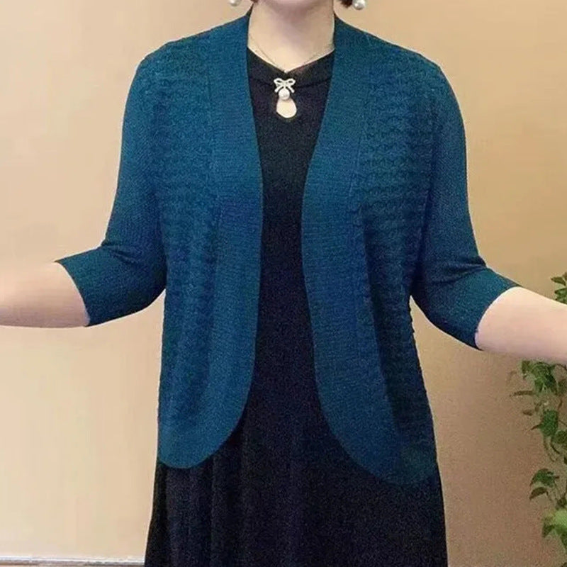 Damen Strickjacke mit 3/4-Ärmeln und strukturiertem Muster EB