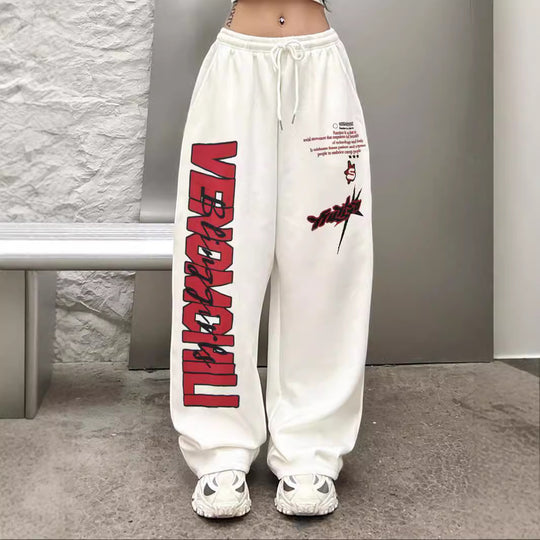 Damen Baggy-Hose mit auffälligem Grafikdruck und elastischem Bund EB