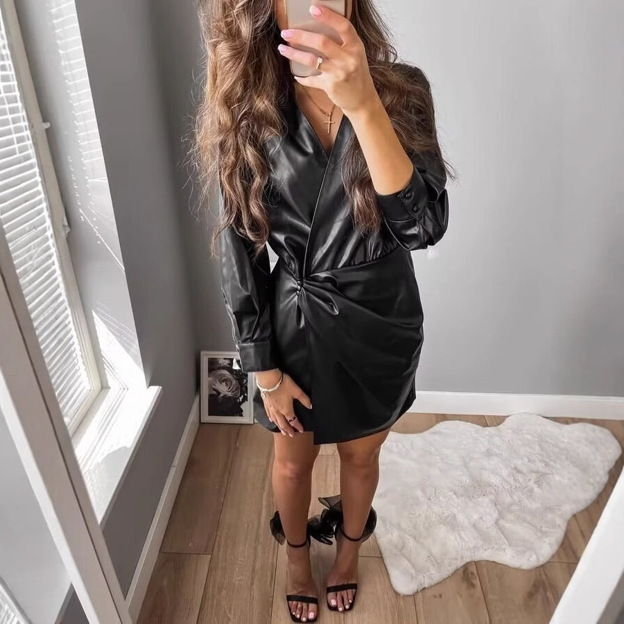 Damen Kunstleder Mantel EB