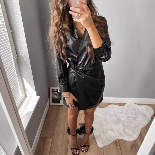 Damen Kunstleder Mantel EB