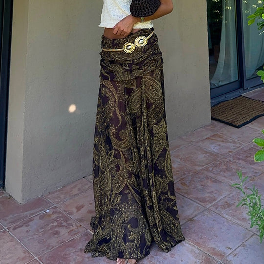 Damenrock mit asymmetrischem Saum und Paisleymuster EB
