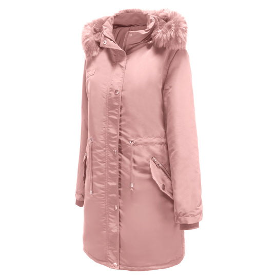 Damen Parkajacke mit abnehmbarem Kunstfellkragen und seitlichen Reißverschlusstaschen EB