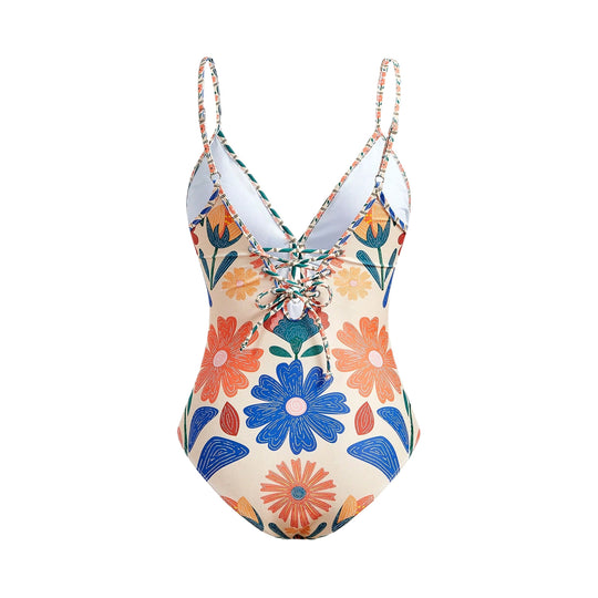 Damen Blumenmuster Badeanzug mit passendem Rock EB