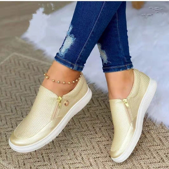 Damen Sneaker mit atmungsaktiver Mesh-Oberfläche und elegantem Reißverschluss EB
