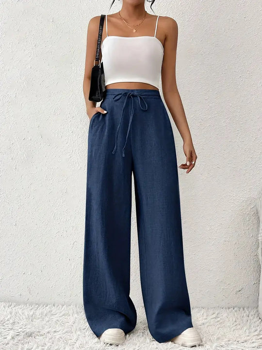 Damen Weite Freizeithose mit Kordelzug EB