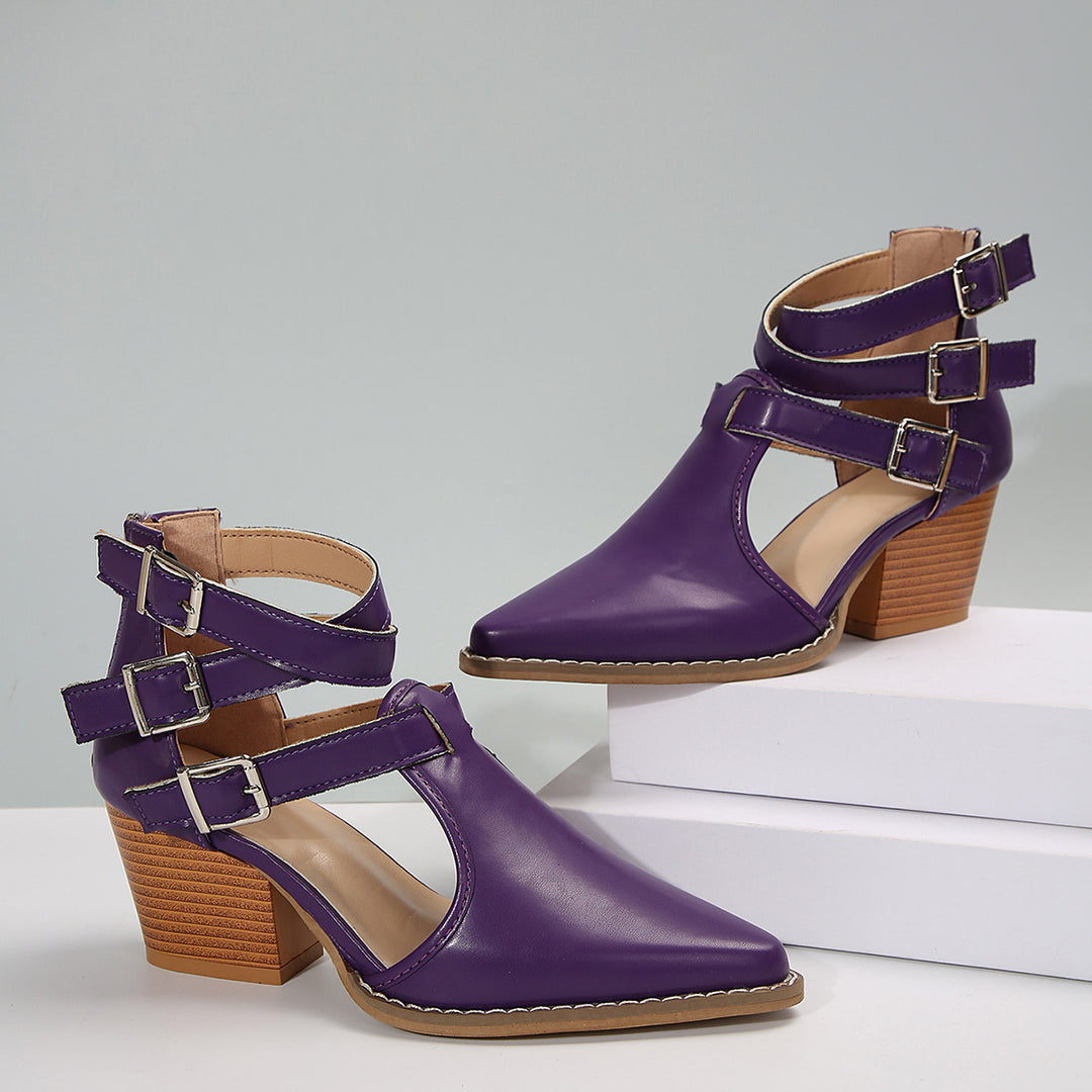 Damen modische Stiefeletten mit Schnallen EB