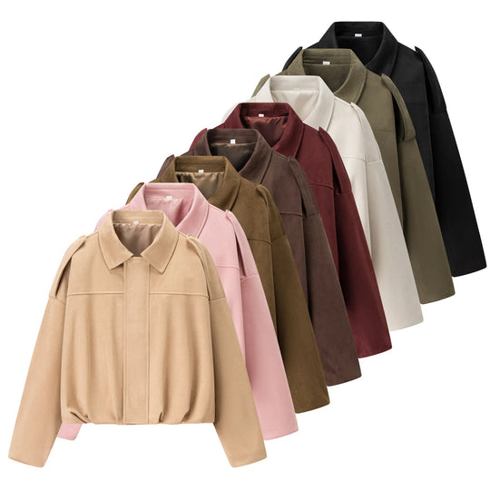Damen modische cropped Jacke mit bequemen Bündchen und elegantem Kragen EB