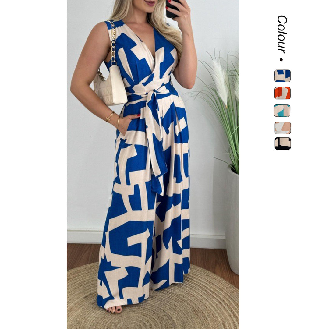 Damen Jumpsuit mit tiefem V-Ausschnitt und eleganter Taille EB