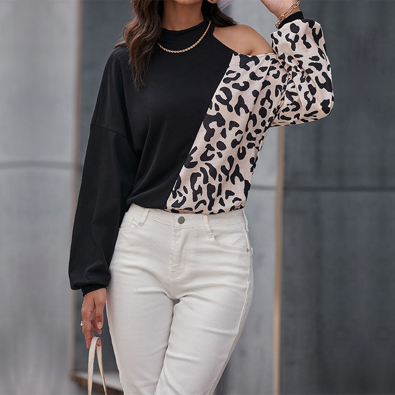 Damen Designer Oberteil mit asiatischem Stehkragen und elegantem Animal-Print EB
