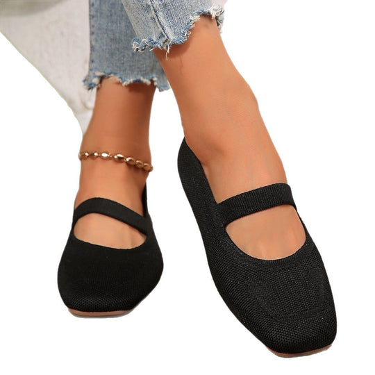 Damen Ballerinas mit elastischem Riemen und komfortablem Fußbett EB