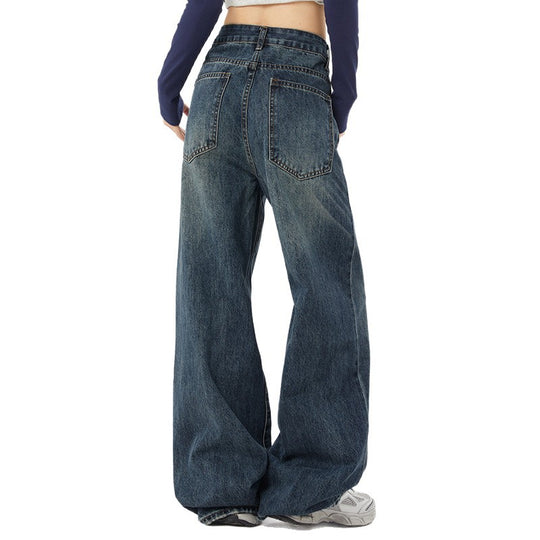 Damen Weite Jeans mit hohem Bund und moderner Waschung EB