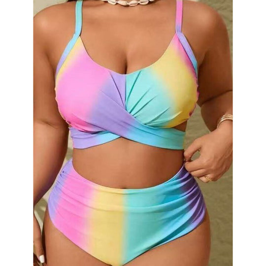 Damen Bikini-Set mit modischer Wickeloptik und hohem Bund EB