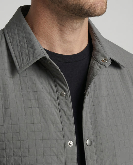 Herren gesteppte Hemdjacke mit Karosteppung Druckknopfleiste und aufgesetzten Pattentaschen EB