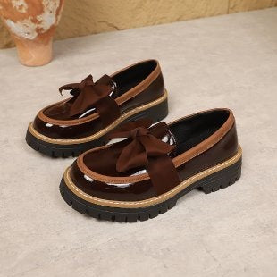Damen Modische Loafers mit dekorativem Schleifendetail EB