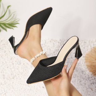 Damen Slingback-Pumps mit elegantem Spitzen-Design und transparentem Absatz EB