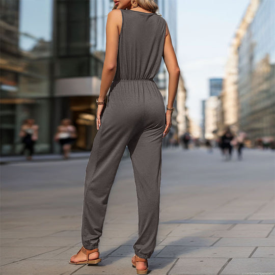 Damen Jumpsuit mit funktionalen Taschen und modischem Reißverschluss EB