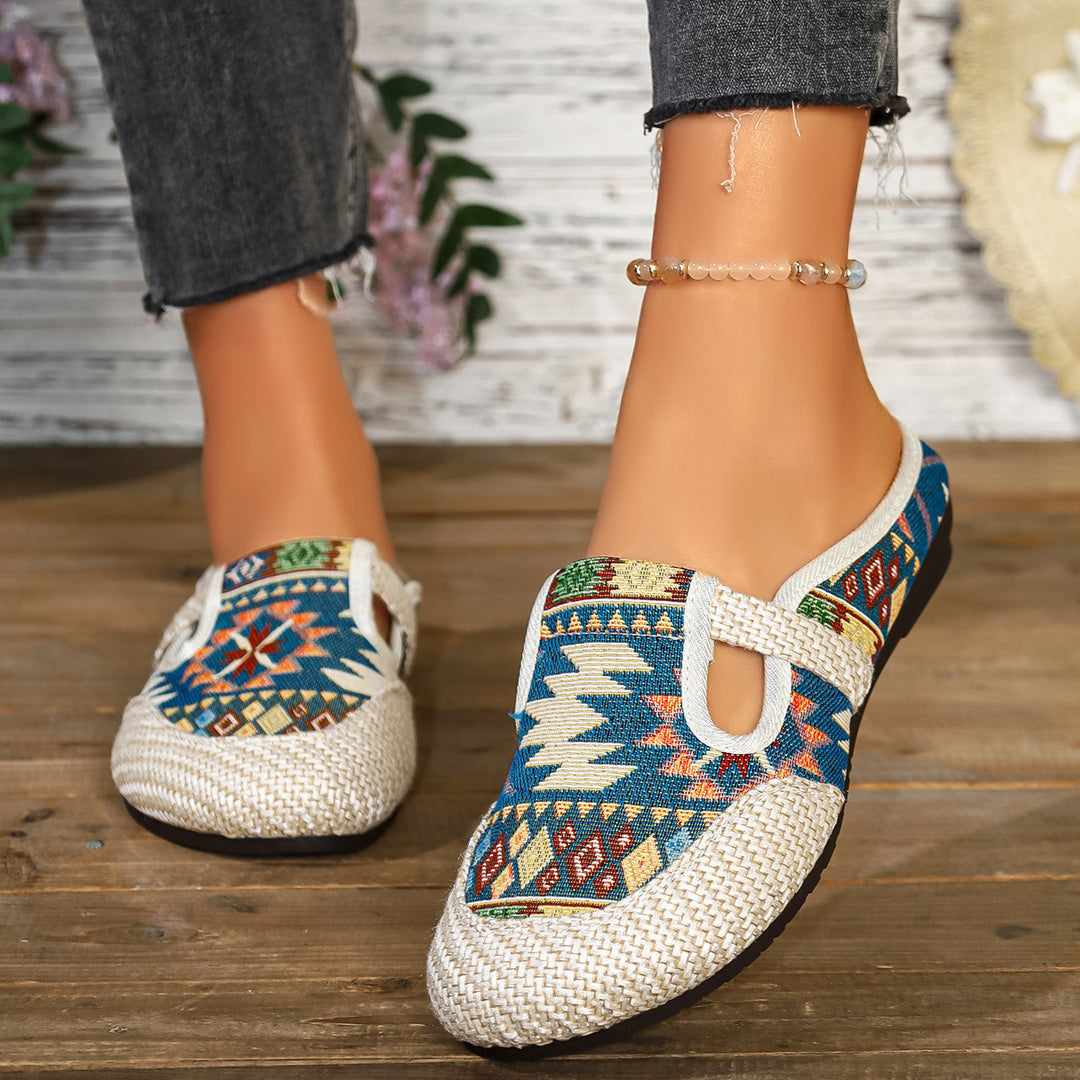 Damen komfortable und modische Clogs mit buntem Jacquard-Muster EB