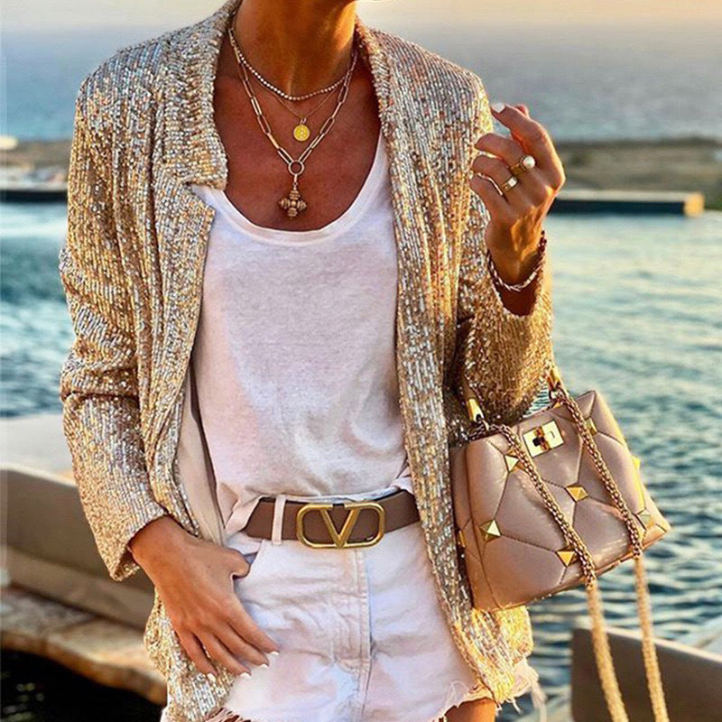 Damen Strickjacke mit schimmerndem Effekt und lockerer Passform EB
